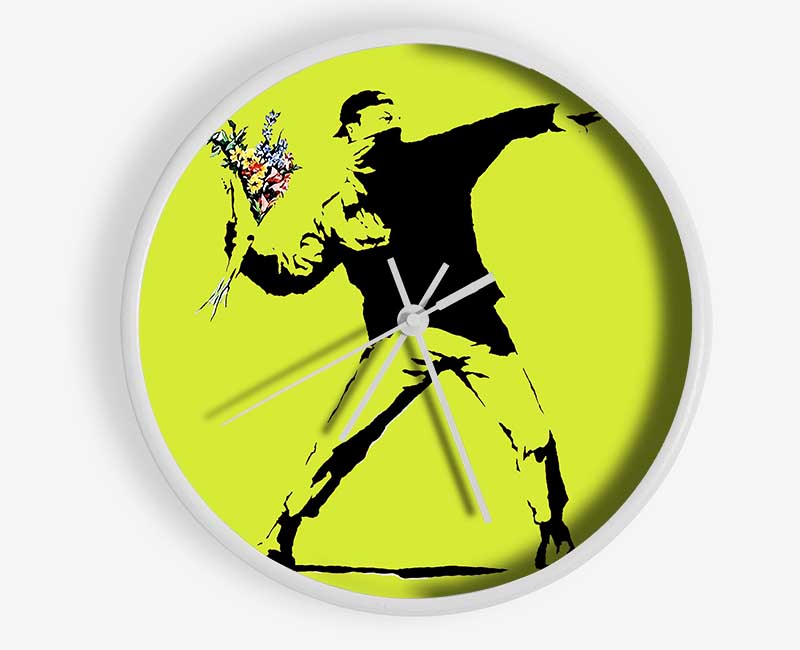 Flower Thrower Lime Green Clock - Wallart-Direct UK