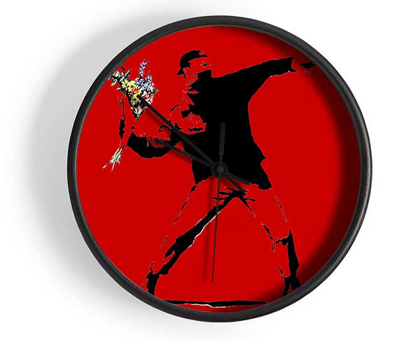 Flower Thrower Red Clock - Wallart-Direct UK