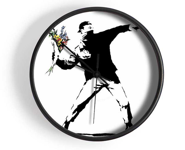 Flower Thrower White Clock - Wallart-Direct UK