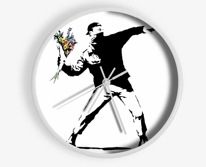 Flower Thrower White Clock - Wallart-Direct UK