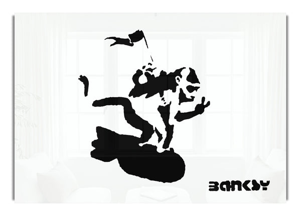 Flying Monkey Bomber White Banksy Canvasb L