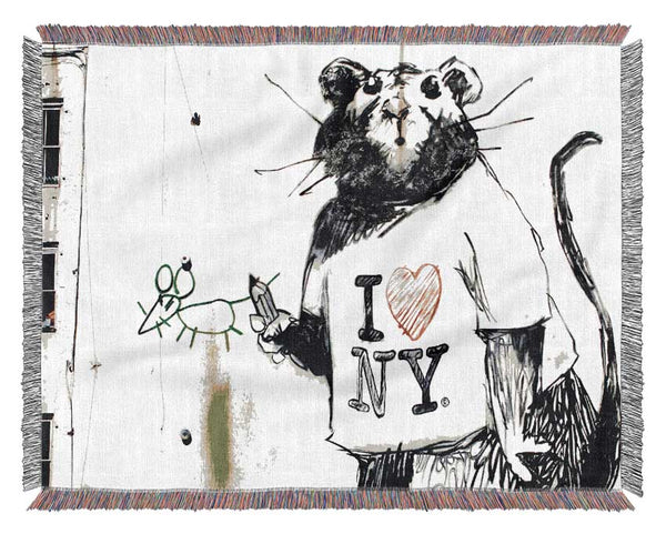 I Love New York Rat Woven Blanket