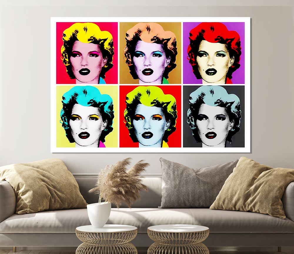 Kate Moss Six Faces Print Poster Wall Art