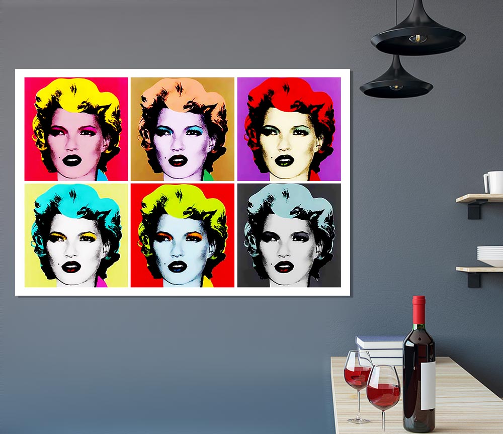 Kate Moss Six Faces Print Poster Wall Art