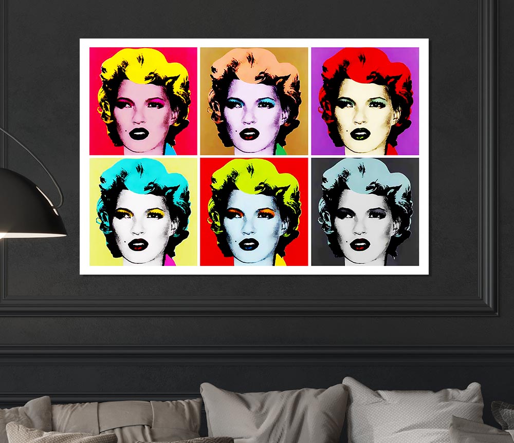 Kate Moss Six Faces Print Poster Wall Art