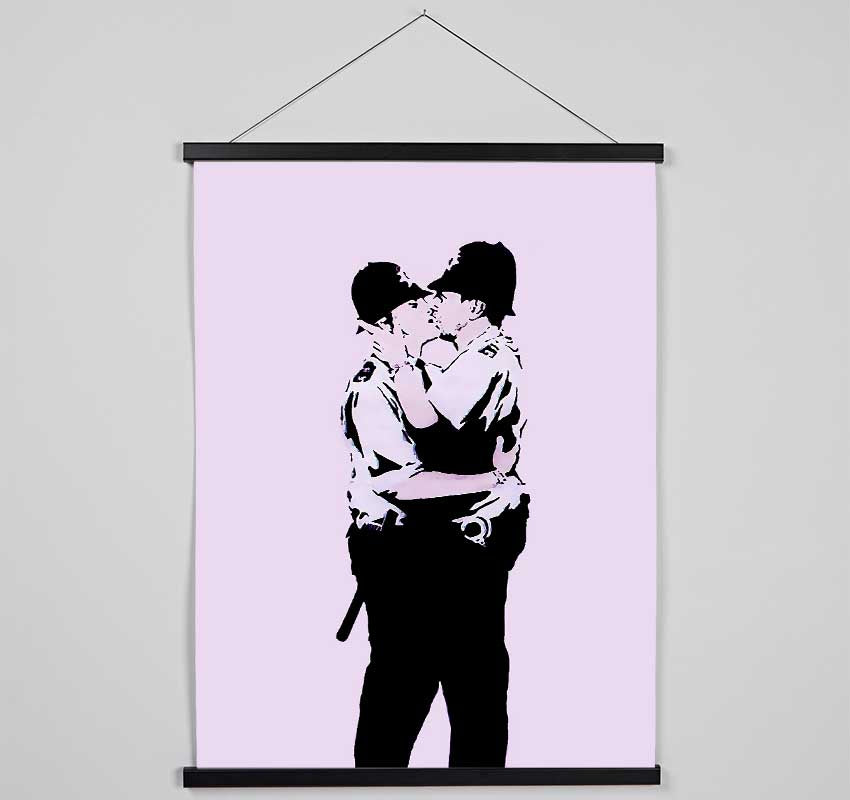 Kissing Coppers Pink Hanging Poster - Wallart-Direct UK