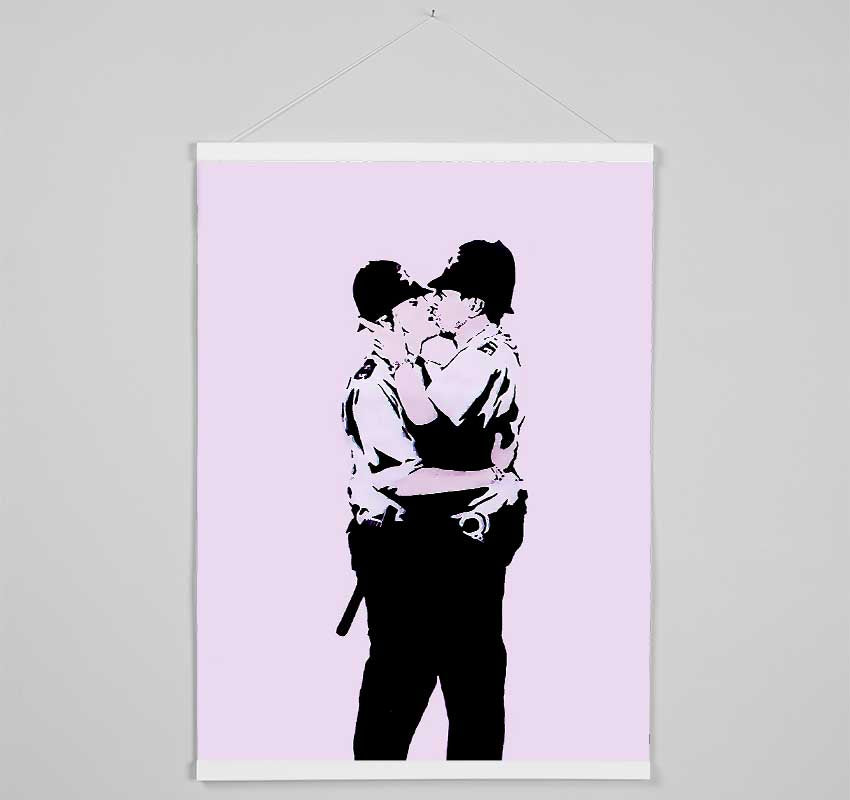 Kissing Coppers Pink Hanging Poster - Wallart-Direct UK