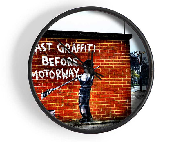 Last Graffiti Before Motorway Clock - Wallart-Direct UK