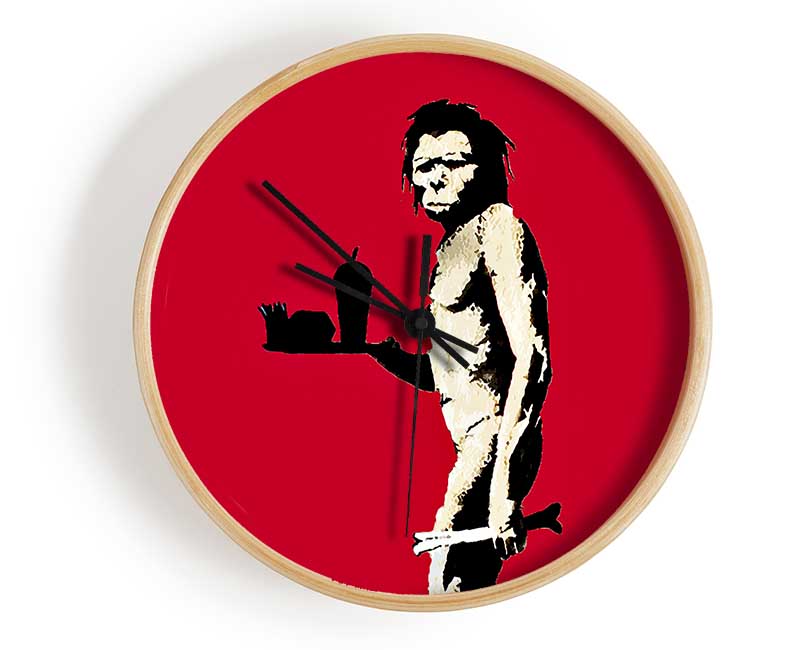 Mcdonalds Caveman Red Clock - Wallart-Direct UK