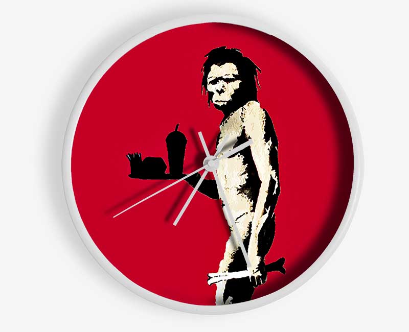 Mcdonalds Caveman Red Clock - Wallart-Direct UK