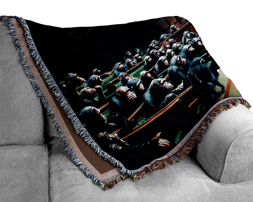 Monkey Parliament Woven Blanket