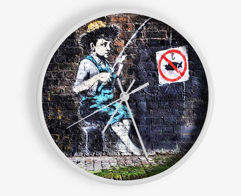 No Fishing Sign Clock - Wallart-Direct UK