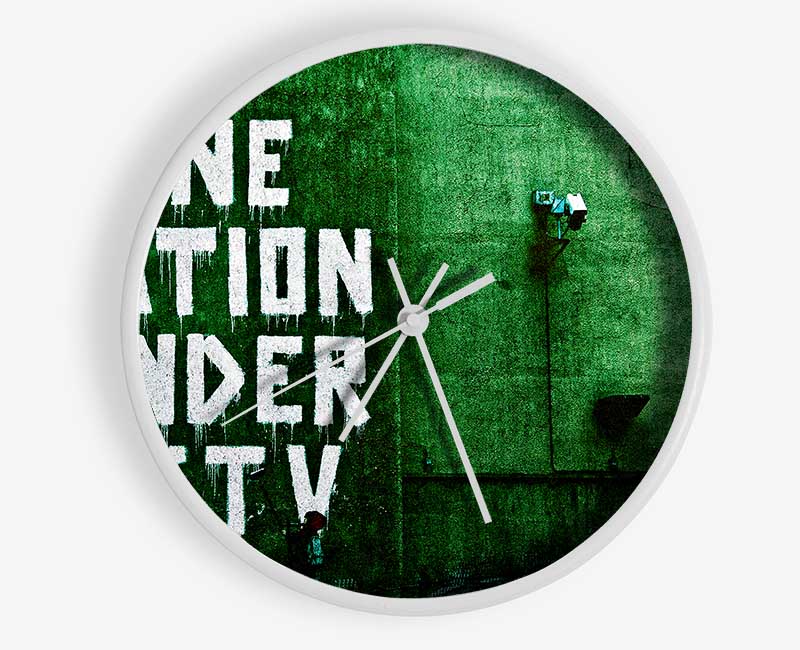 One Nation Under Cctv Green Clock - Wallart-Direct UK