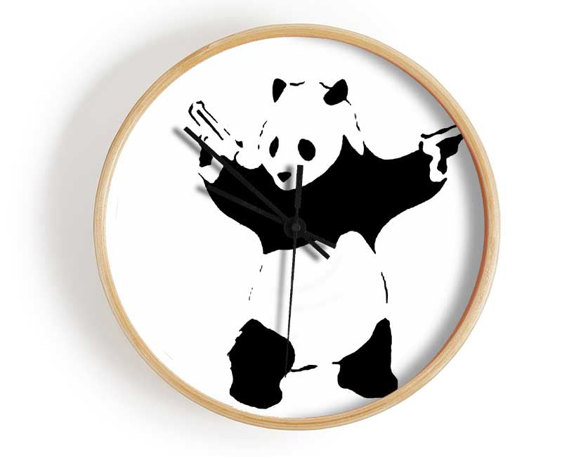 Panda Hold-Up White Clock - Wallart-Direct UK