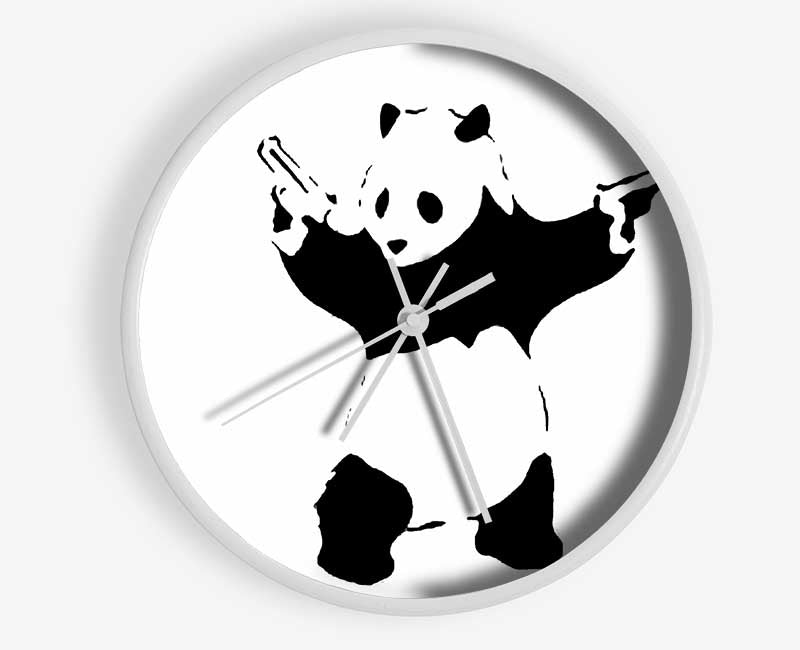 Panda Hold-Up White Clock - Wallart-Direct UK