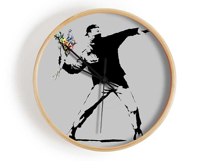 Peaceful Warrior Grey Clock - Wallart-Direct UK