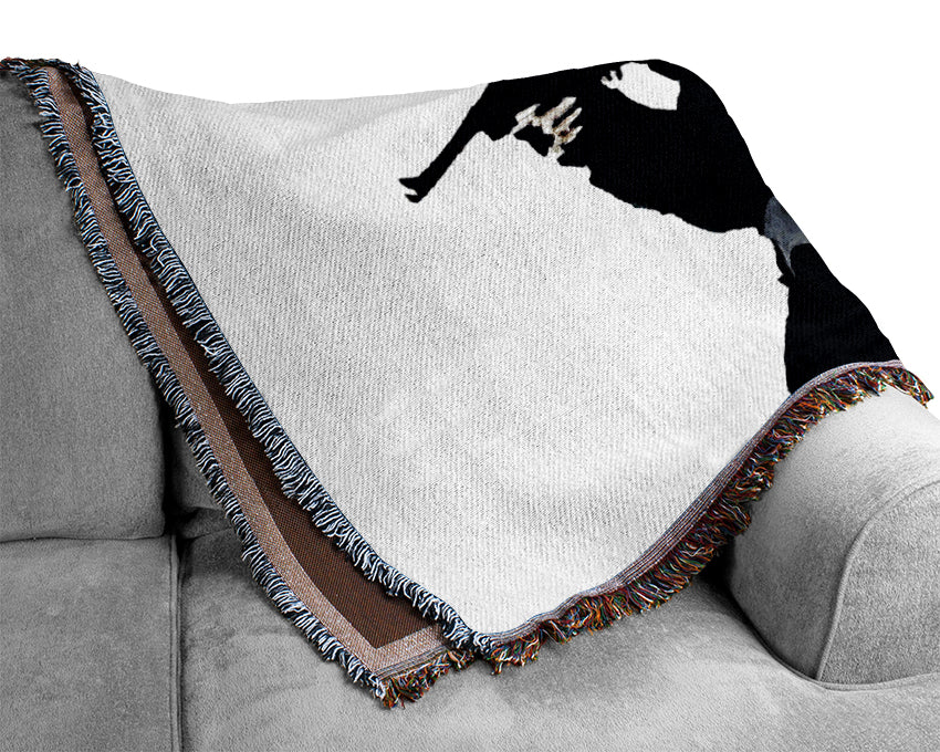 Sniper Boy White Woven Blanket