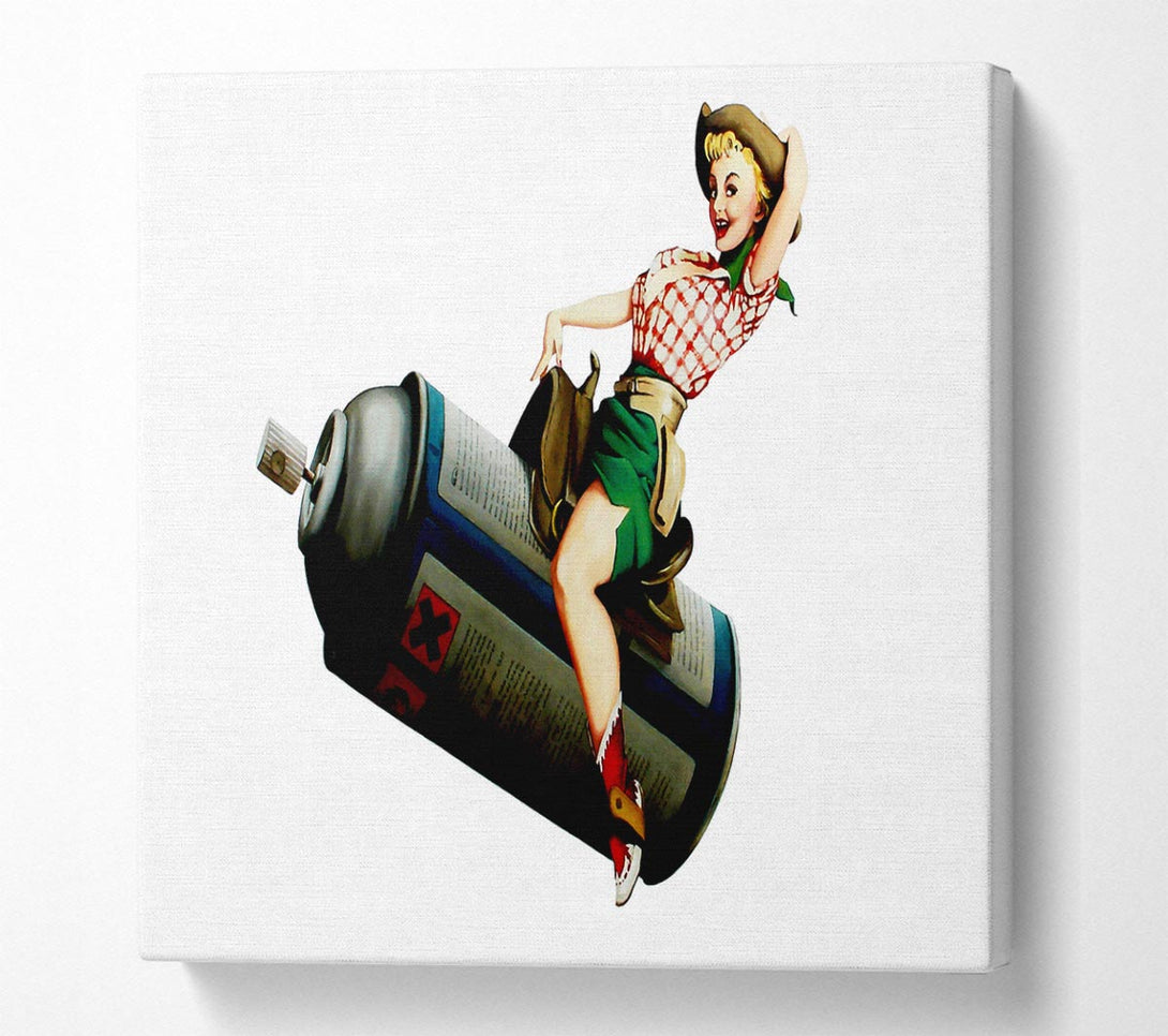 Picture of Spray Can Cowgirl Square Canvas Wall Art