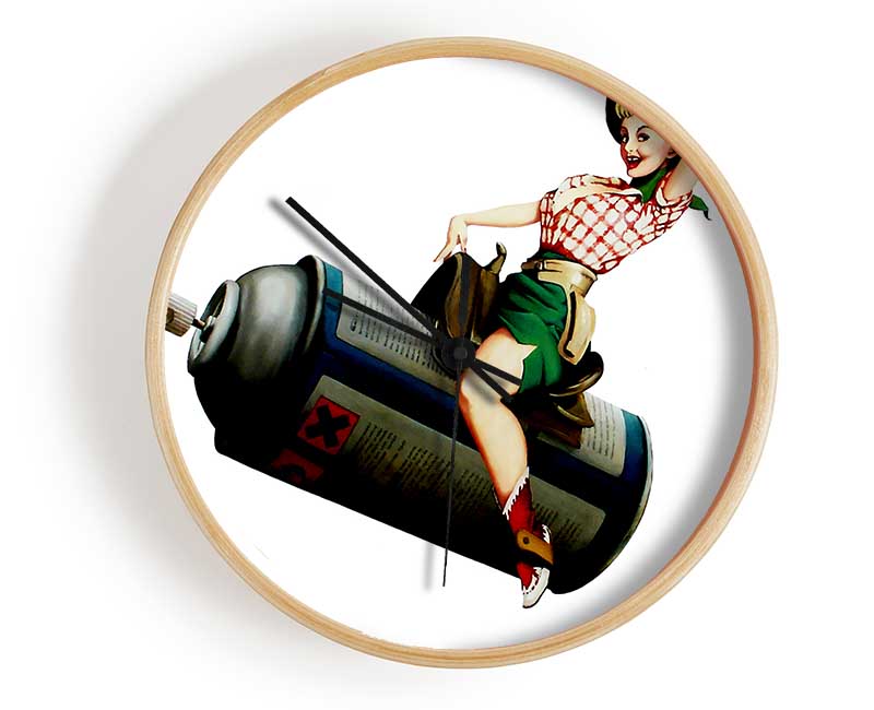 Spray Can Cowgirl Clock - Wallart-Direct UK