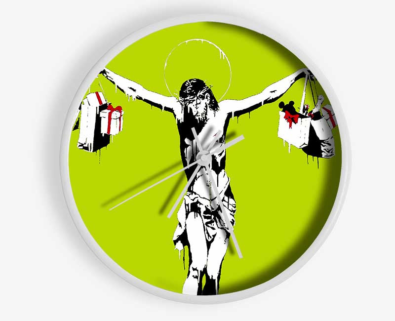 Thank Christ For Shopping Lime Clock - Wallart-Direct UK