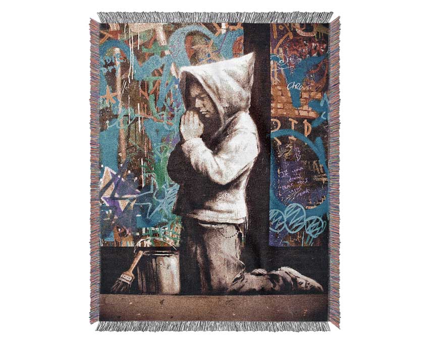 Graffiti Pray Woven Blanket