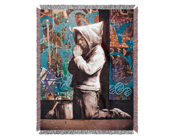 Graffiti Pray Woven Blanket