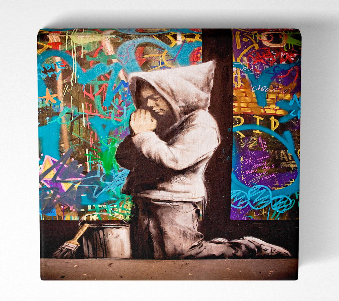 Picture of Graffiti Pray Square Canvas Wall Art