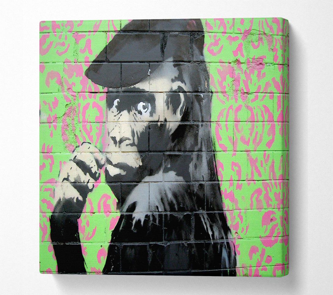 A Square Canvas Print Showing Monkey Cap Square Wall Art