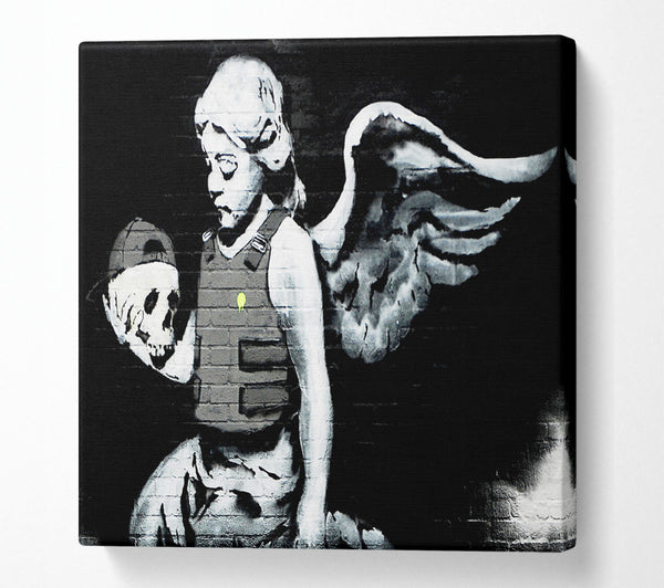 A Square Canvas Print Showing Angel Skull Square Wall Art