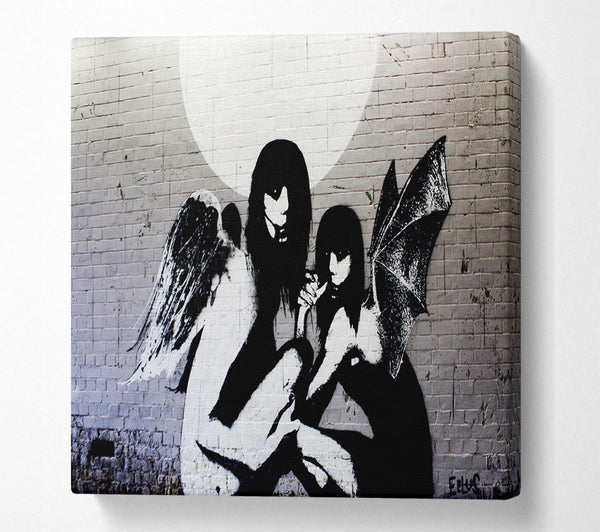 Picture of Angels In Moonlight Square Canvas Wall Art