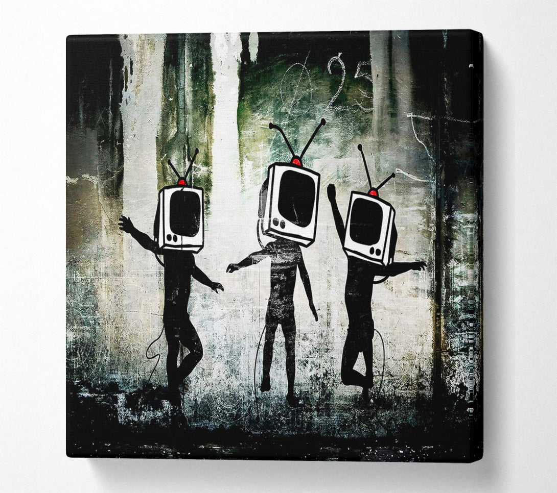 Picture of Banksy Tv Kids Square Canvas Wall Art