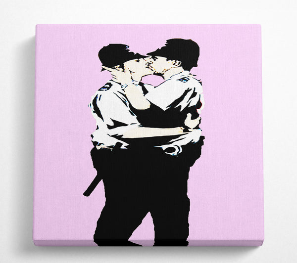 A Square Canvas Print Showing Bent Coppers Pink Square Wall Art