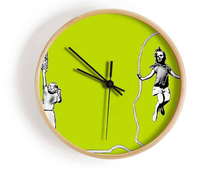 Electric Skipping Rope Lime Green Clock - Wallart-Direct UK