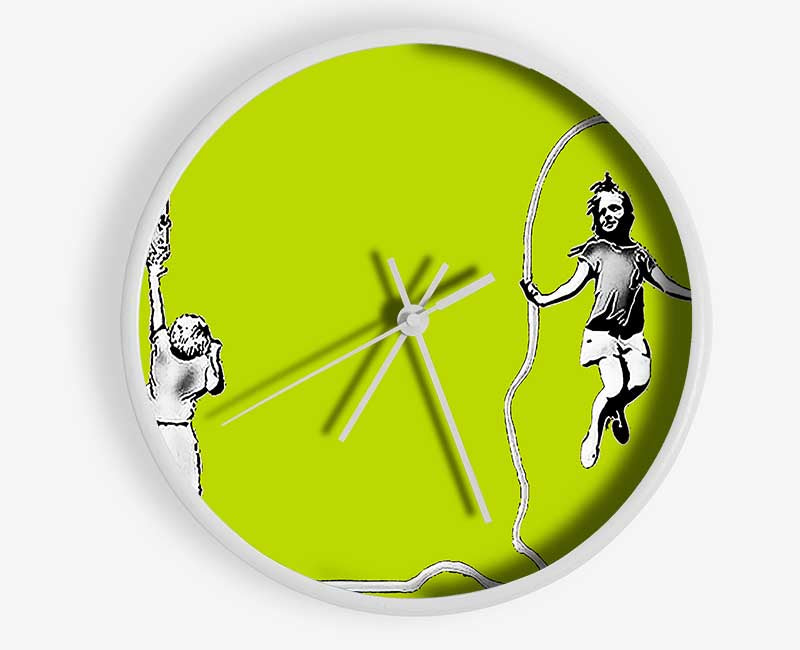 Electric Skipping Rope Lime Green Clock - Wallart-Direct UK