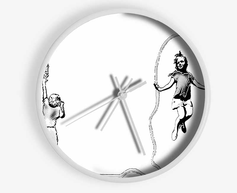 Electrical Skipping White Clock - Wallart-Direct UK