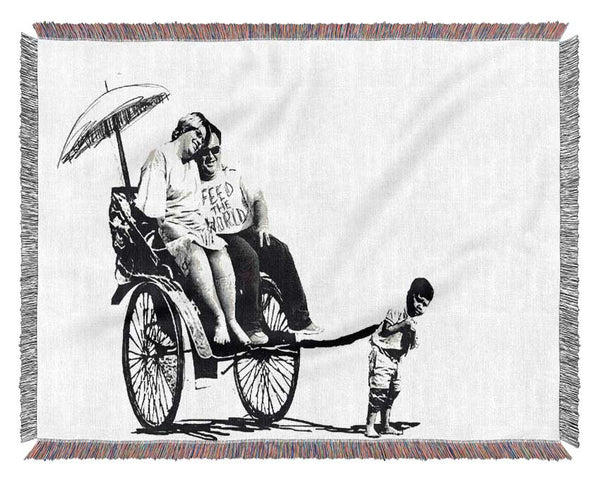 Feed The World B n W Woven Blanket