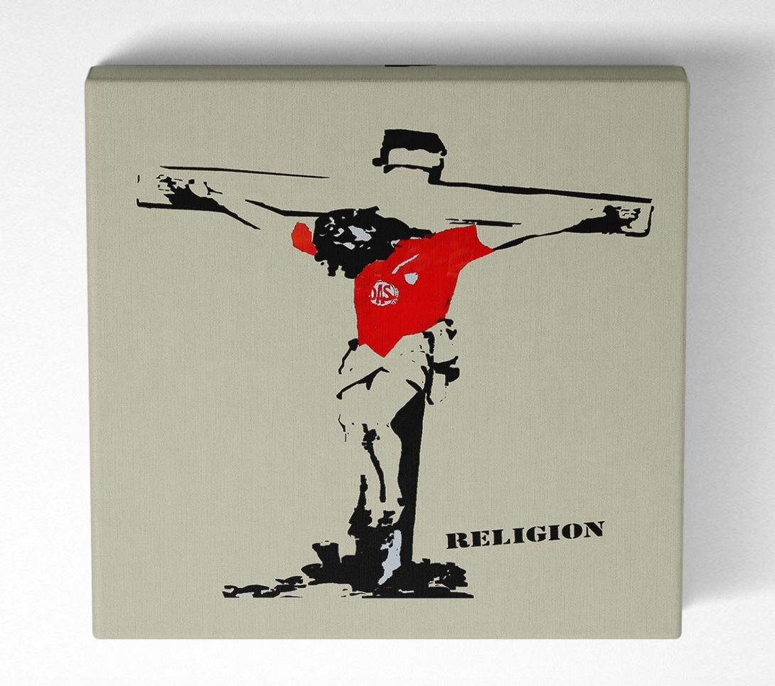 Picture of Football Religion Square Canvas Wall Art