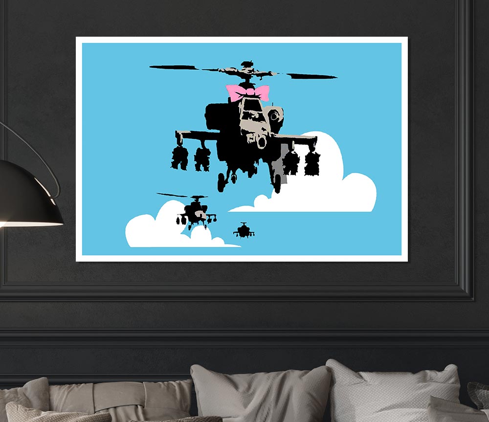 Hellicopter Bow Blue Print Poster Wall Art