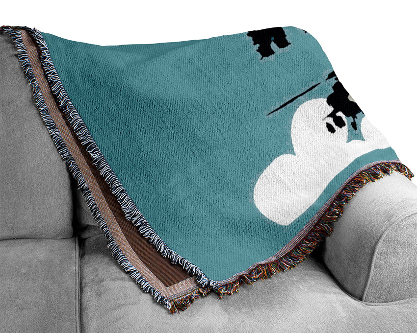 Hellicopter Bow Blue Woven Blanket