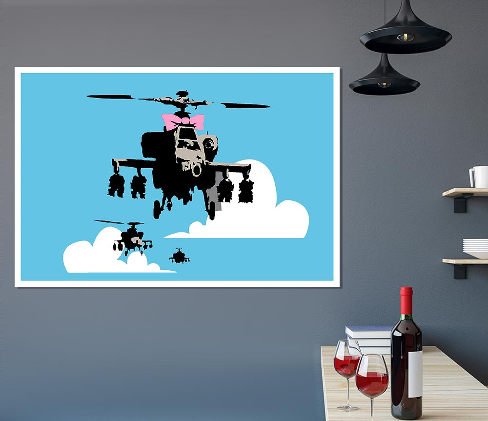 Hellicopter Bow Blue Print Poster Wall Art