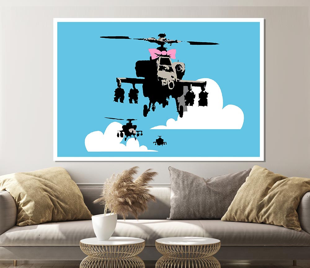 Hellicopter Bow Blue Print Poster Wall Art