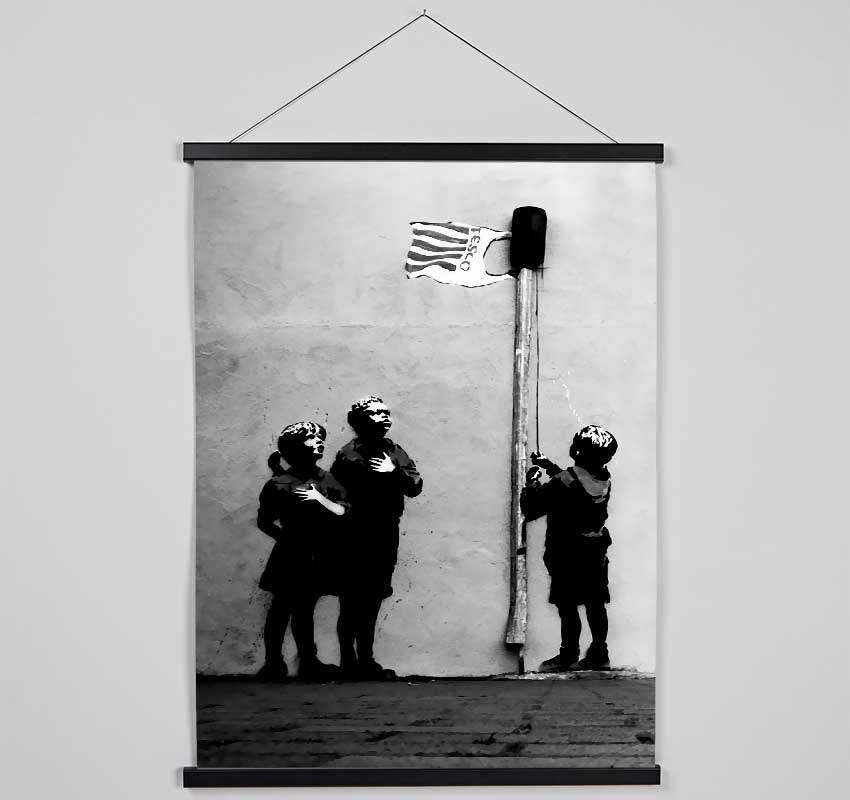 Homage To The Tesco Flag B n W Hanging Poster - Wallart-Direct UK