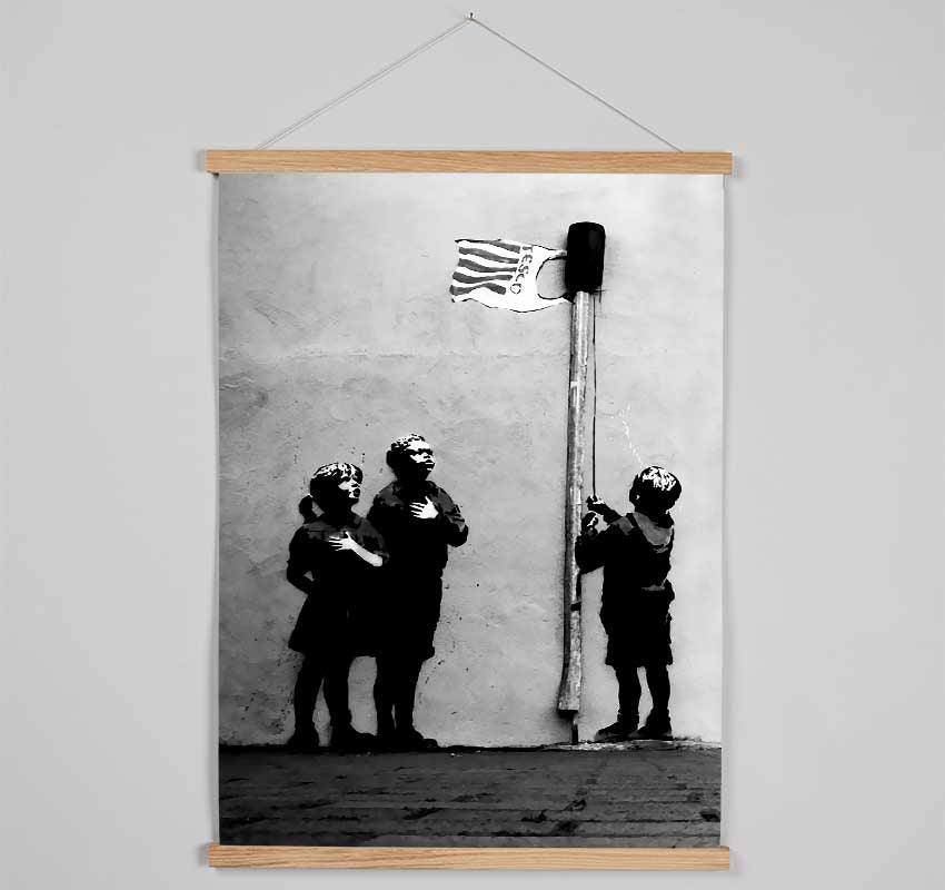 Homage To The Tesco Flag B n W Hanging Poster - Wallart-Direct UK