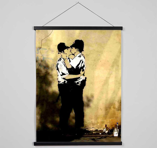 Kissing Coppers Portrait Hanging Poster - Wallart-Direct UK