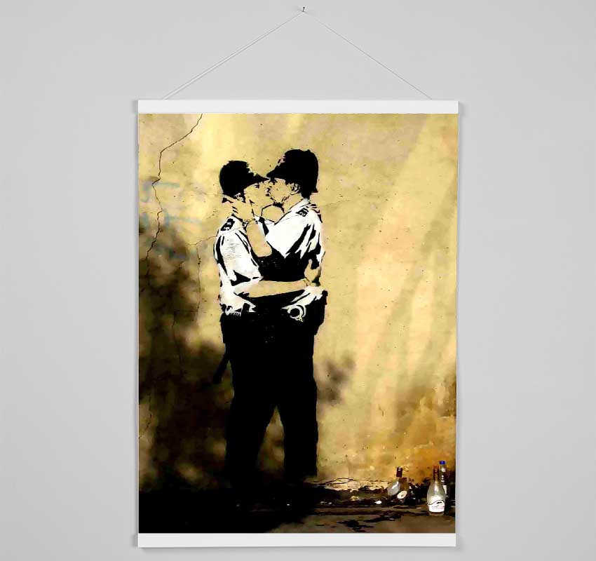 Kissing Coppers Portrait Hanging Poster - Wallart-Direct UK