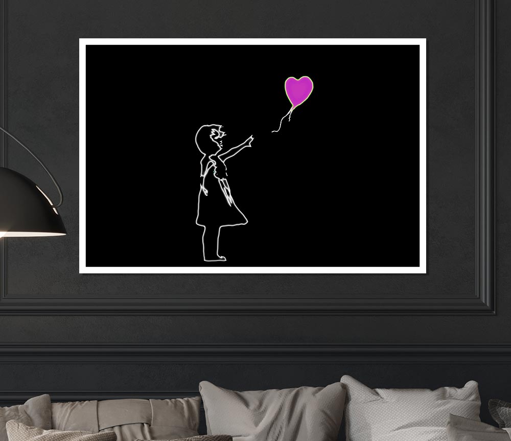 Love Balloon Black Pink Print Poster Wall Art