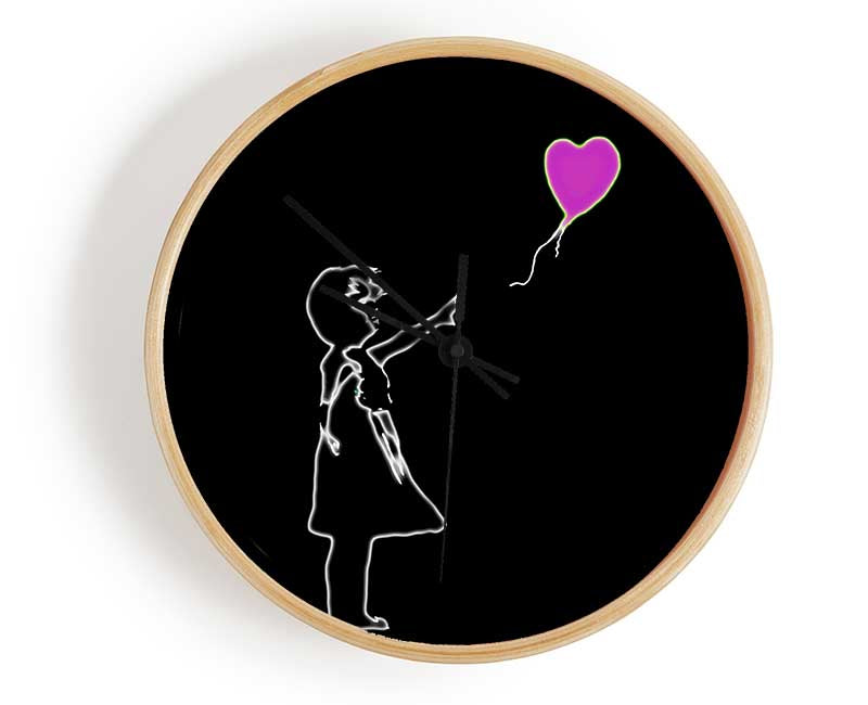 Love Balloon Black Pink Clock - Wallart-Direct UK