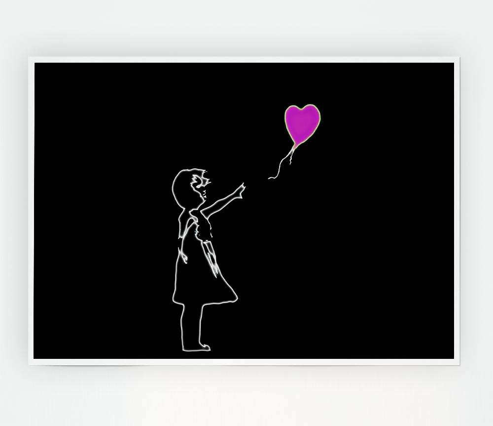 Love Balloon Black Pink Print Poster Wall Art