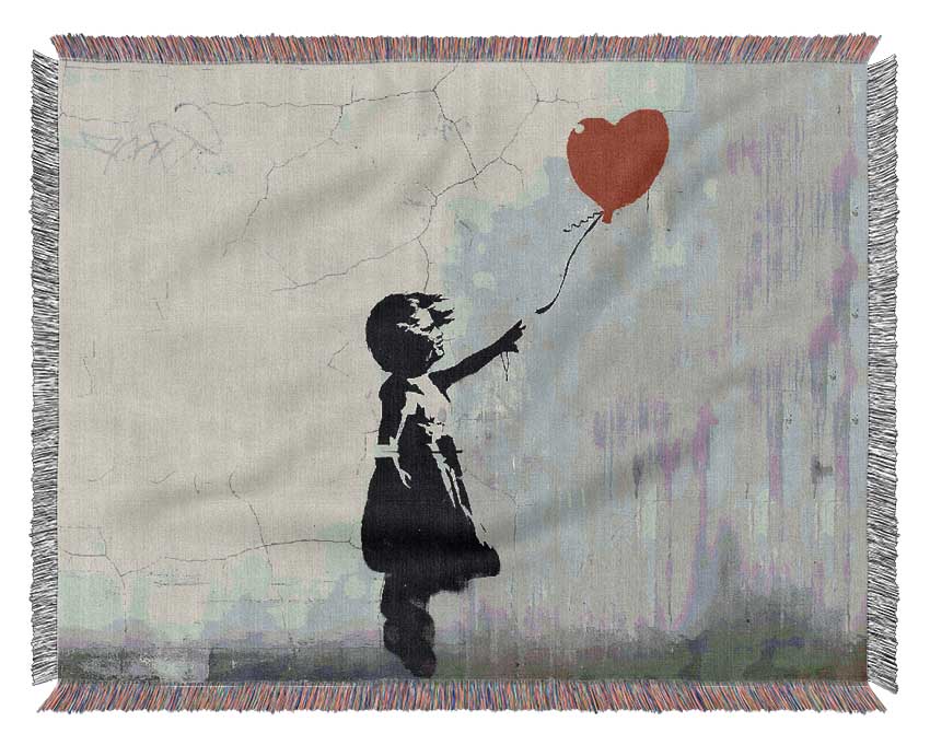 Love Heart Balloon Grey Woven Blanket