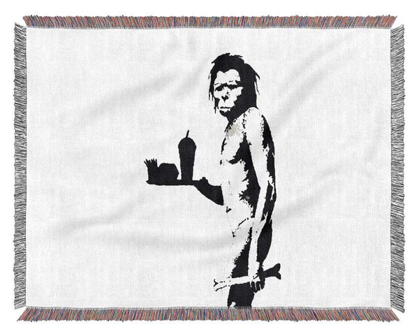 Mcdonalds Caveman White Woven Blanket